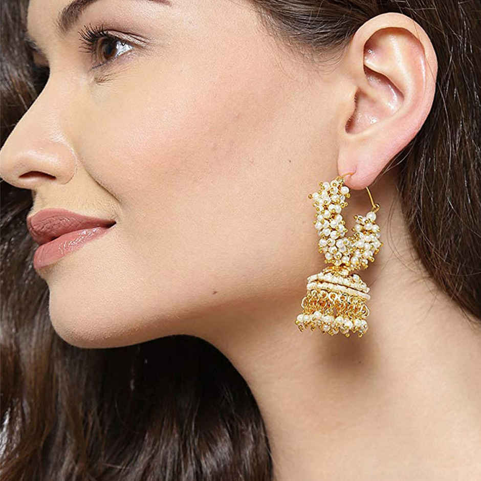 YouBella Fashion Jewellery Gold Plated Pearl Jhumka Earings for Women Traditional Earrings