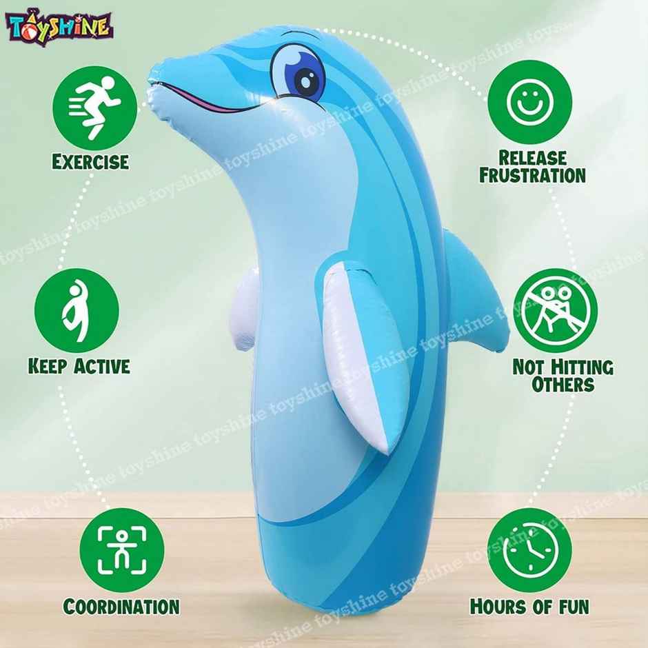 Toyshine Inflatable Hit Me Bop Bag Boxing Wrestling Toy For Kids, Dolphin