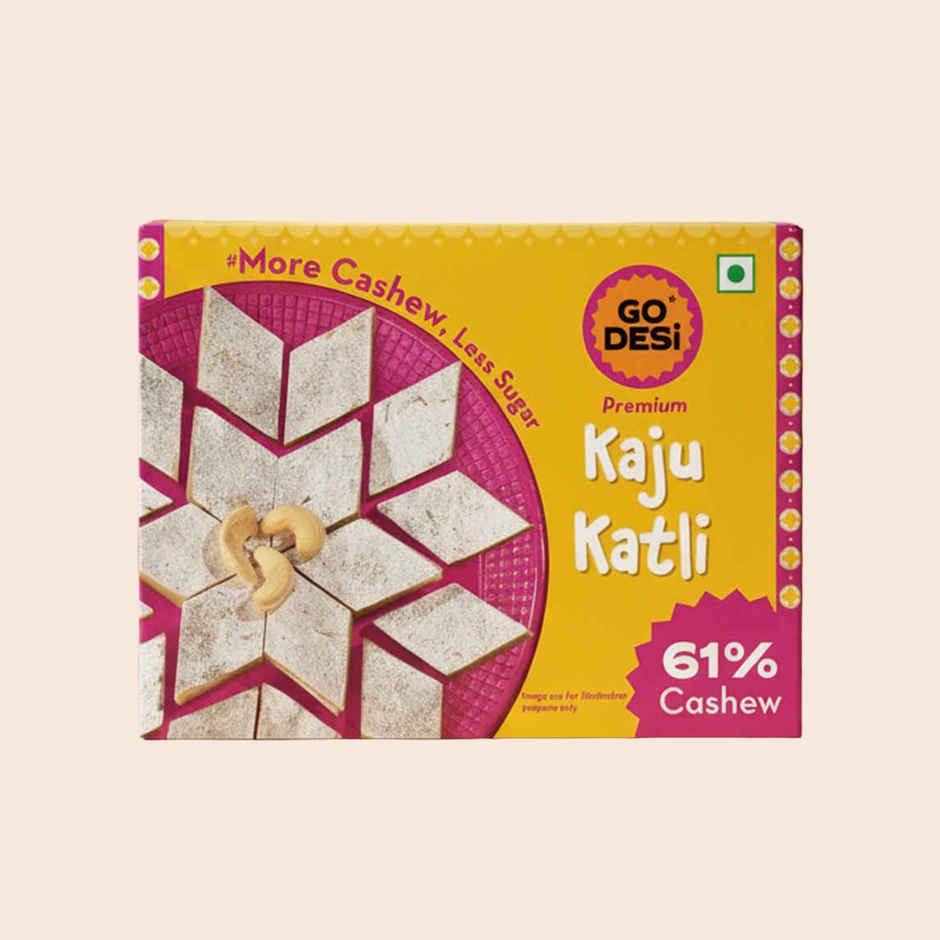 GO DESi Premium Kaju Katli | 61% Cahews | More Cashew, Less Sugar