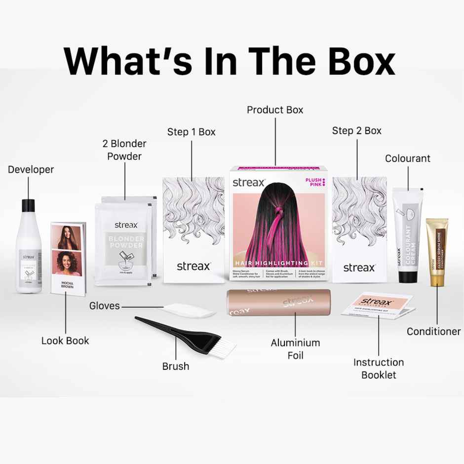 Streax Hair Colour Highlighting Kit Plush Pink For Women