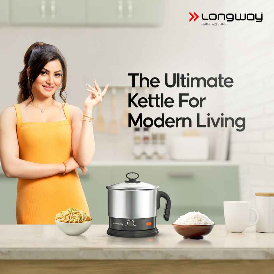 Longway Handy 1.5 Ltr Multi-Cooker Electric Kettle with Stainless Steel Body(Black & Silver,600Watt