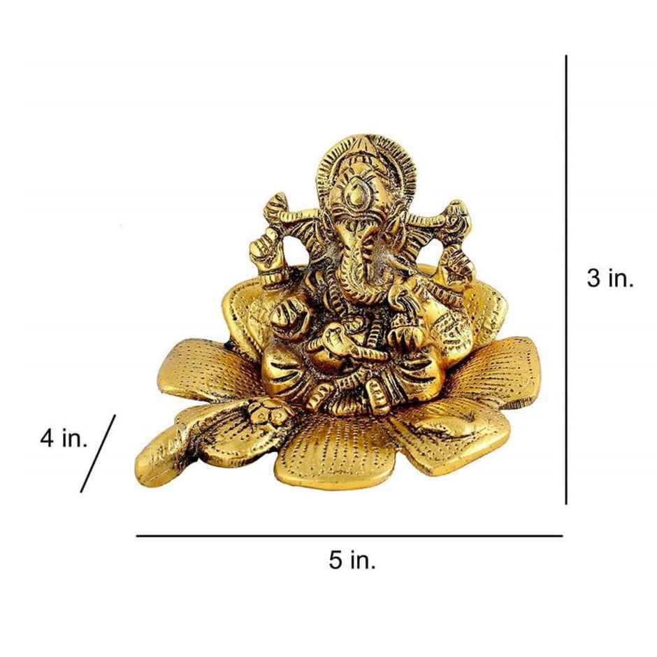 Ganesh Ji Idol with Laptop in Gold Polish | Devnidhi