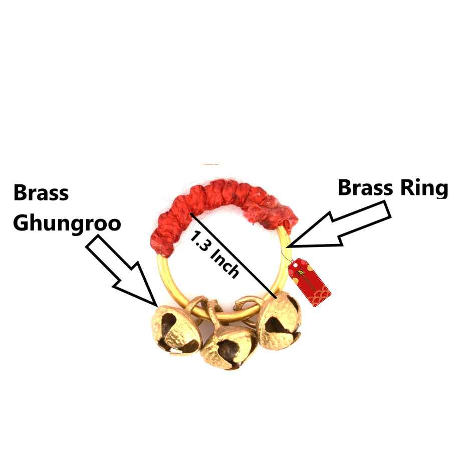 Uapan Brass Ghungroo Kadi Hand Clapping Ring Fingers, Red Pack Of 2 Pair