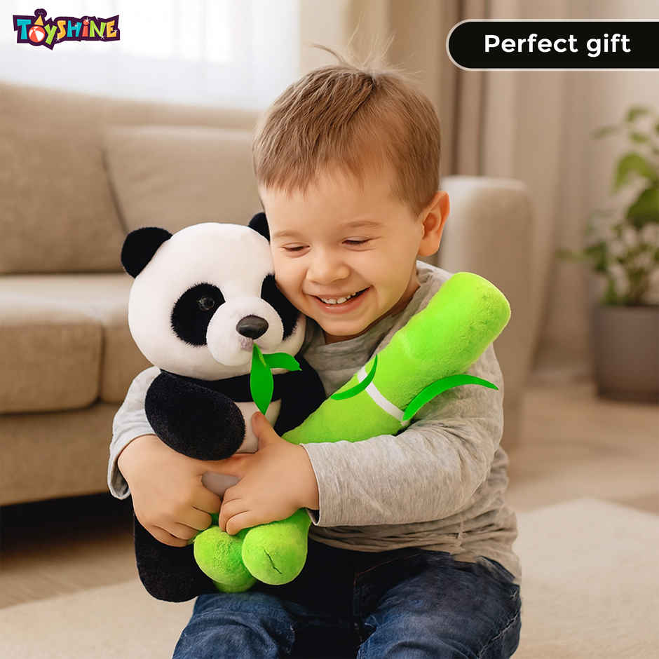 Spanker Panda Soft Toy Cute Plush with Green Bamboo for Kids - 30 cm