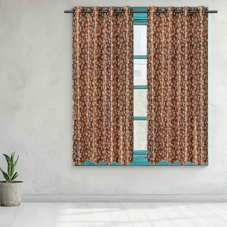 Antzco Light Brown Printed Window Curtain 5ft x 4ft Pack of 2 WC 08 2 PCS ITEM CODE (454811)