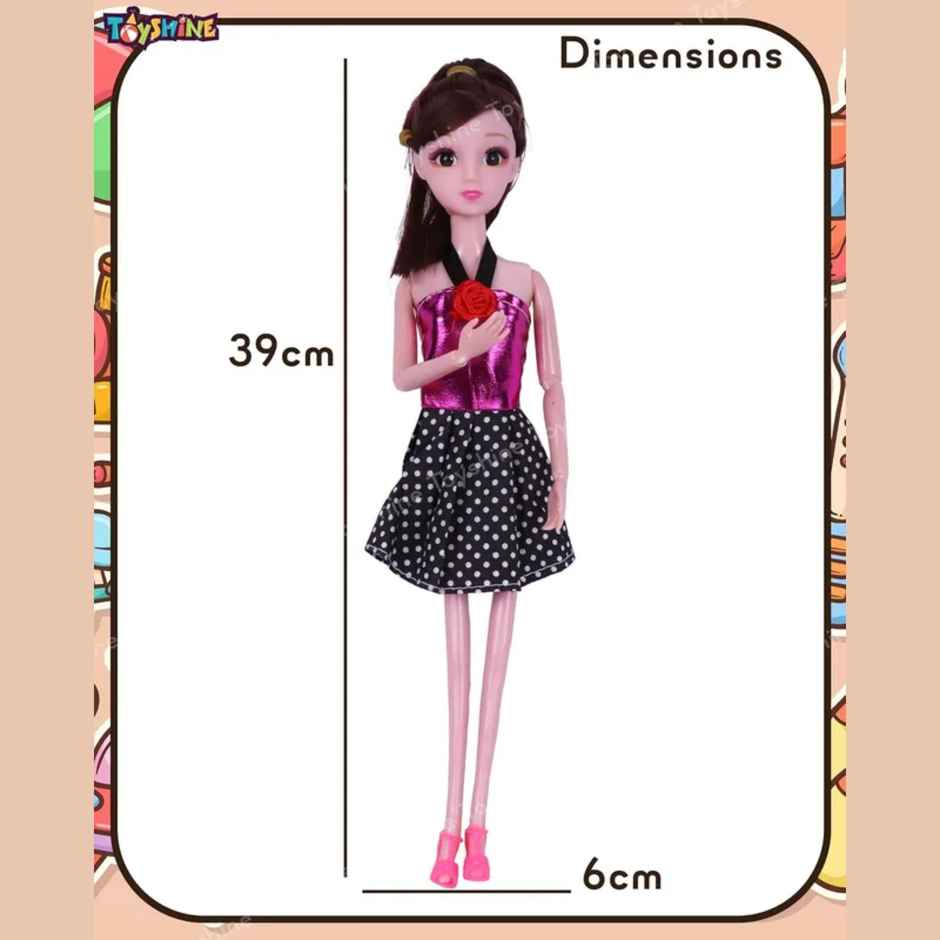 Toyshine Kally Fashion Doll with 3D Eyes | Folding Hands & Glitter Dress | Model D