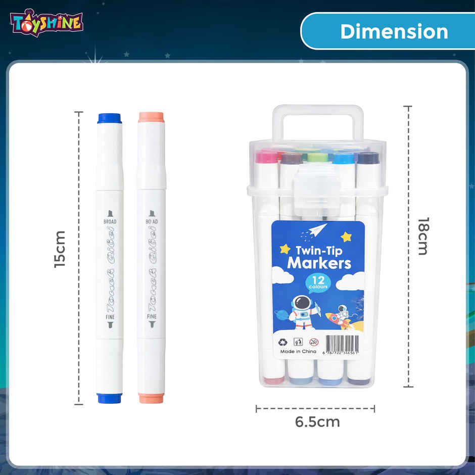 Toyshine Twin Tip Marker Pens Set Dual Tip Colour Markers