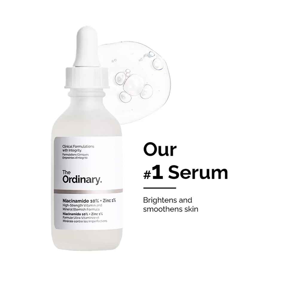 The Ordinary Niacinamide 10% + Zinc 1% (60ml) & The Ordinary Squalane Cleanser (50ml) & The Ordinary Squalane + Amino Acids Lip Balm (15ml) Combo