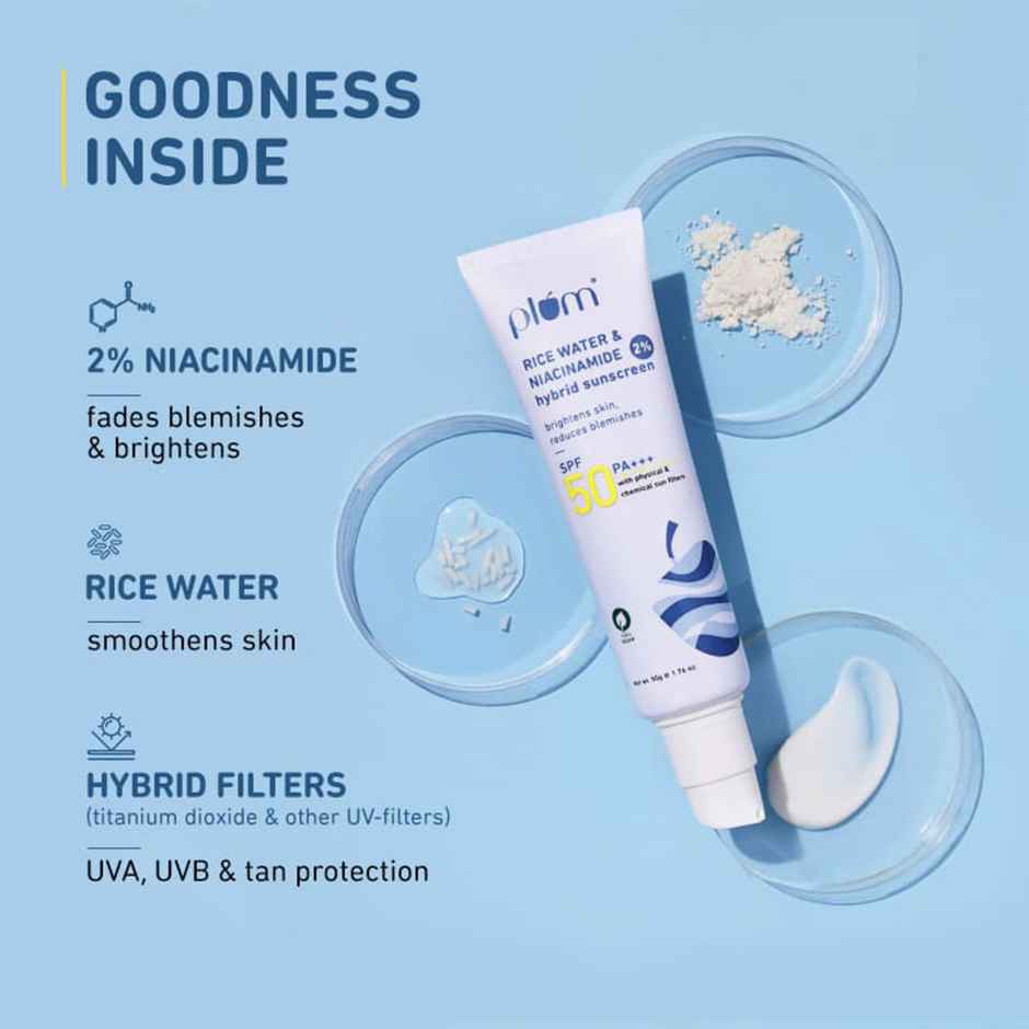 Plum 2% Niacinamide & Rice Water Hybrid Face Sunscreen With SPF 50