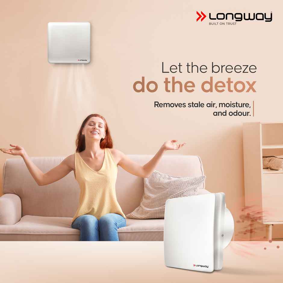 Longway FreshX 6 Inch 150 mm Energy Efficient Exhaust Fan | High Speed Powerful Motor | White