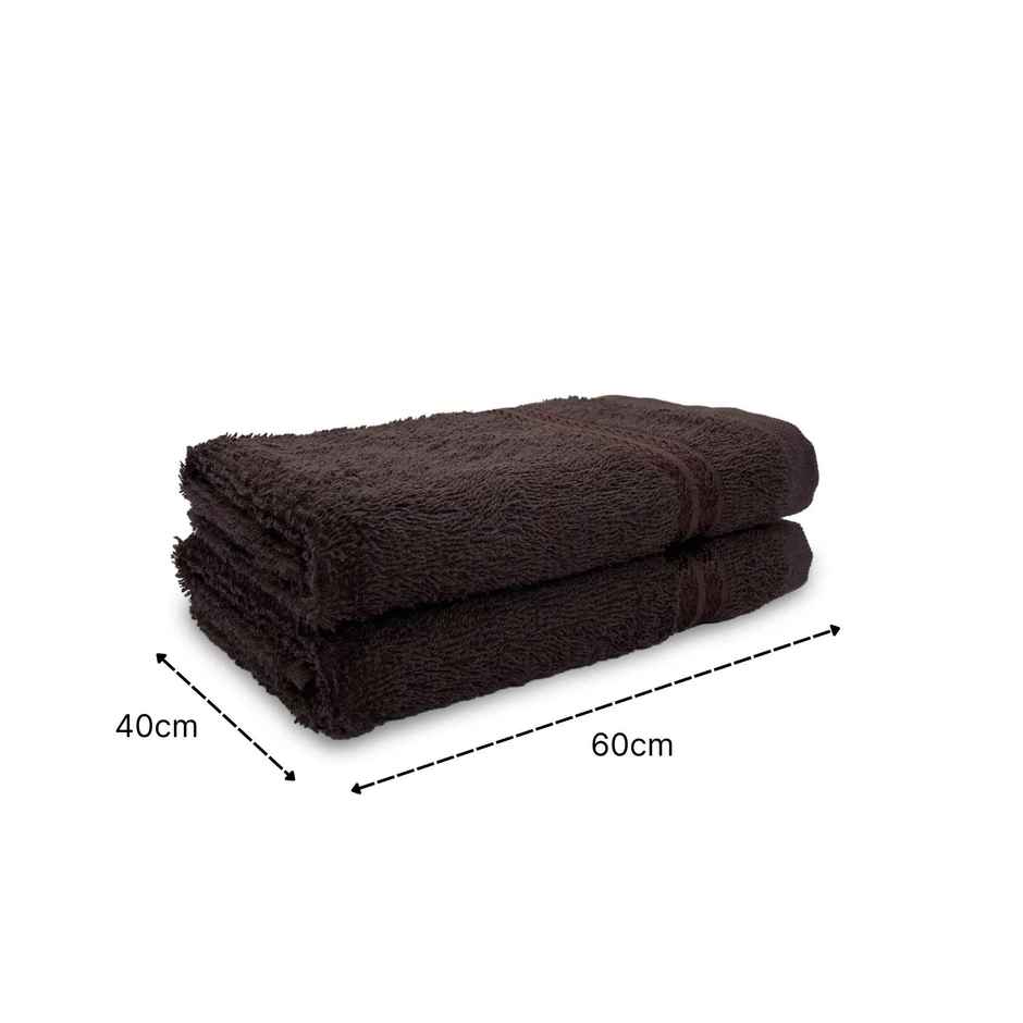Welspun 100% Cotton Anti Bacterial Dark Brown Hand Towel For Men And Women Pack Of 2