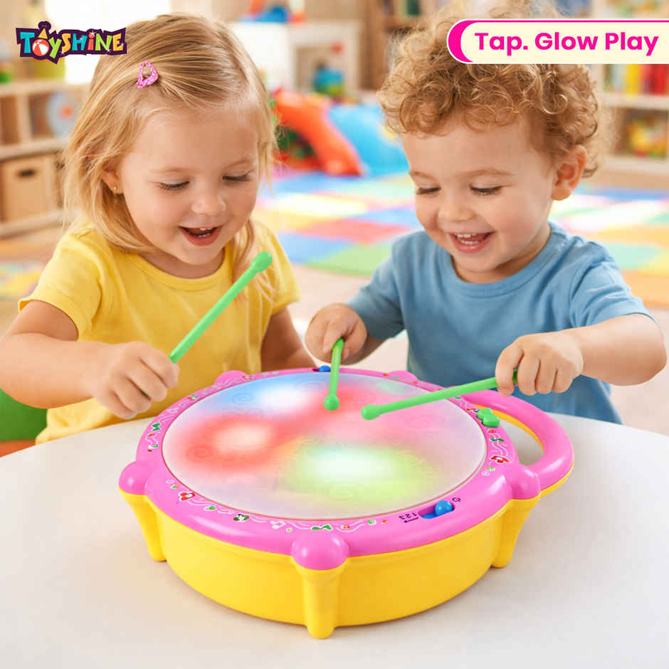 Toyshine Flash Drum With 3D Lights For (2-4) Year Kids Boy Girl