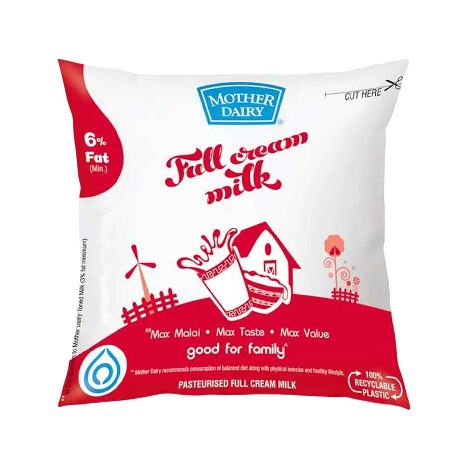 Mother Dairy Full Cream Fresh Milk | Pouch