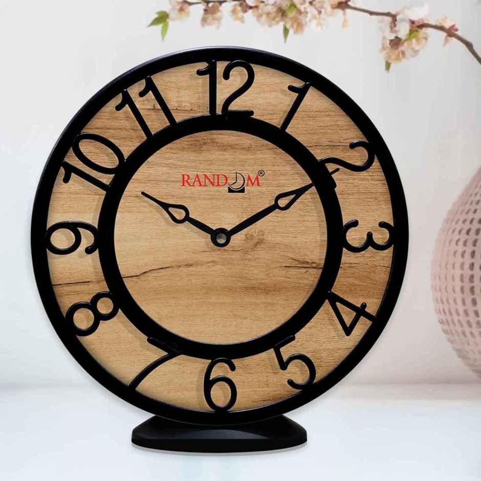 CasaCraft Pepperfry Wall Cum Table Clock 8 inch Brown Artisan Contemporary Design for Decor Home