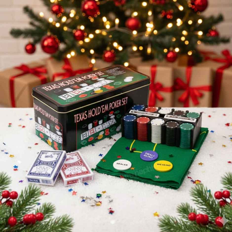 Toyshine Casino Style Poker Chips Set with, 2 Decks of Cards, 1 Dealer Button | 200 Chip set