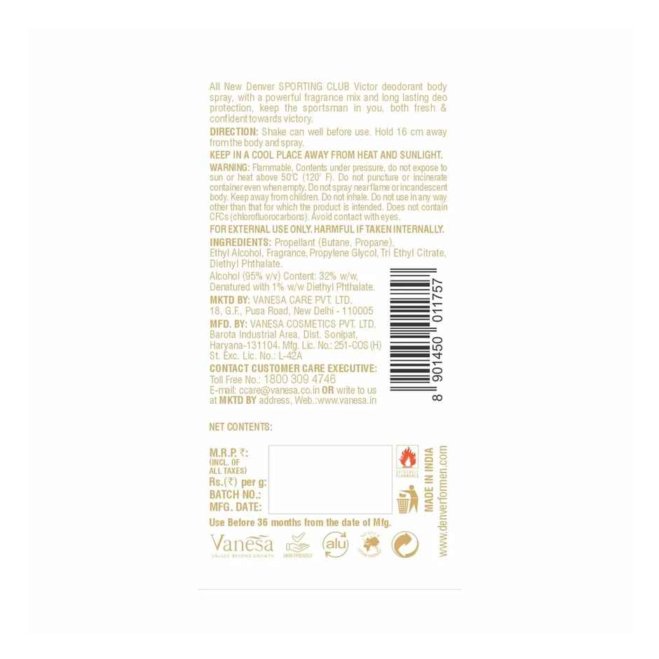 Denver - Sporting Club - Victor Deo Deodorant Spray - For Men