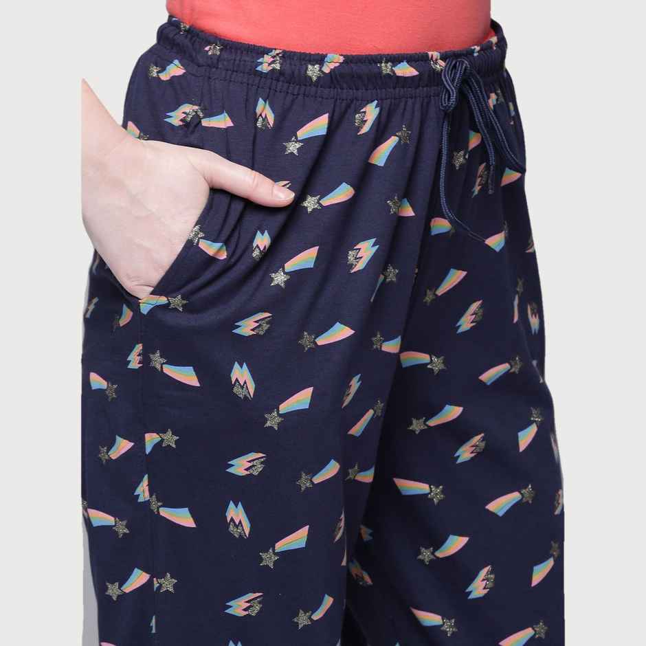 Kryptic Women's Cotton Printed Capri | Navy - M