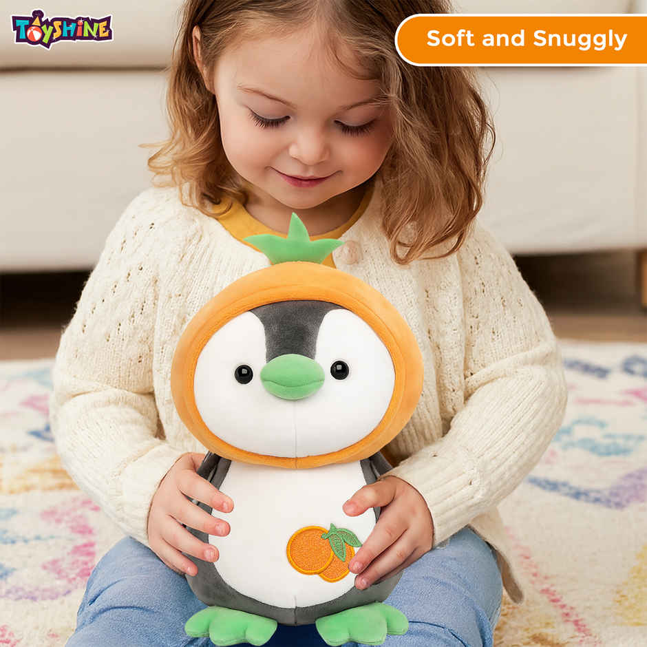 Spanker Penguin Soft Toy Cute Plush with Orange Hood - 28 cm