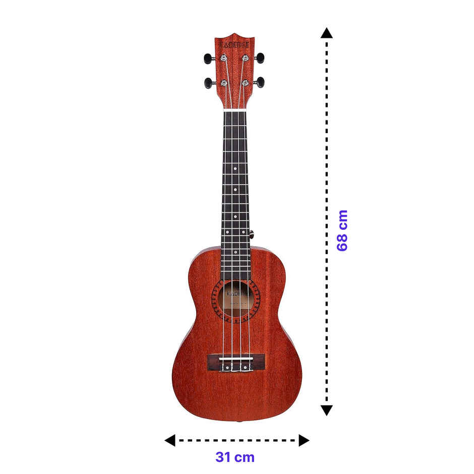 Kadence Concert Ukulele 23 Inch Cinnamon Brown, Fluorocarbon Strings, Matt Finish with Strap & Bag