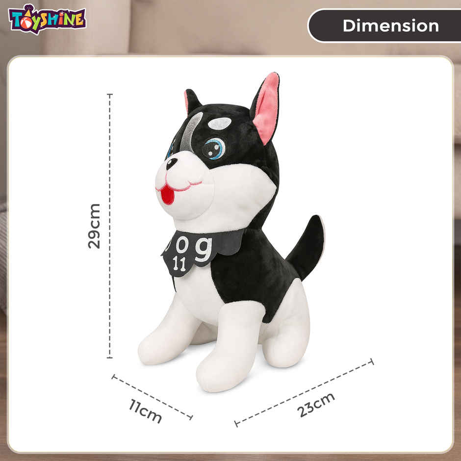 Spanker Husky Dog Soft Toy Cute Puppy Plush for Kids | Black & White - 29 cm