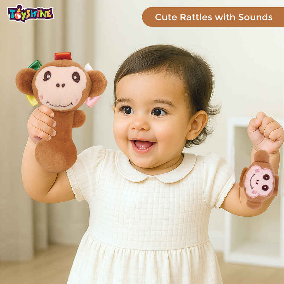 Spanker Baby Hand Cute Soft Monkey Rattle Set