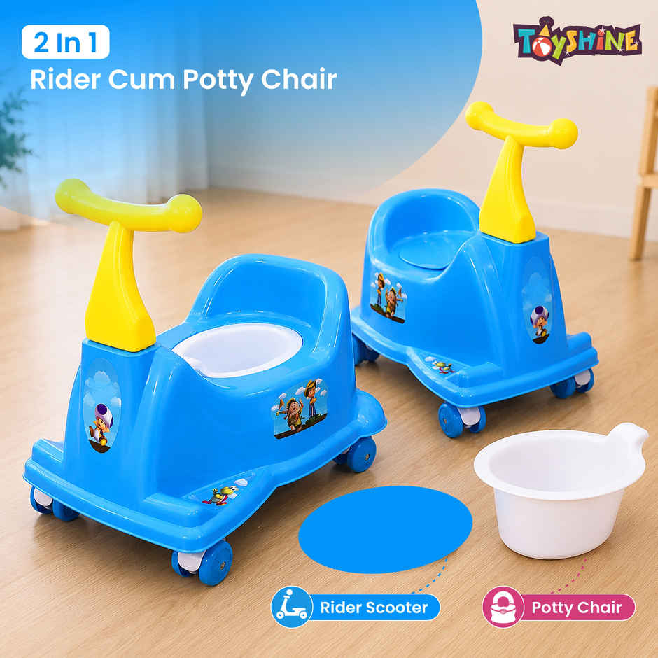 Toyshine 2 in 1 Rider Cum Potty Chair | Pot Seat Potty Training for kids | Blue Green - Blue