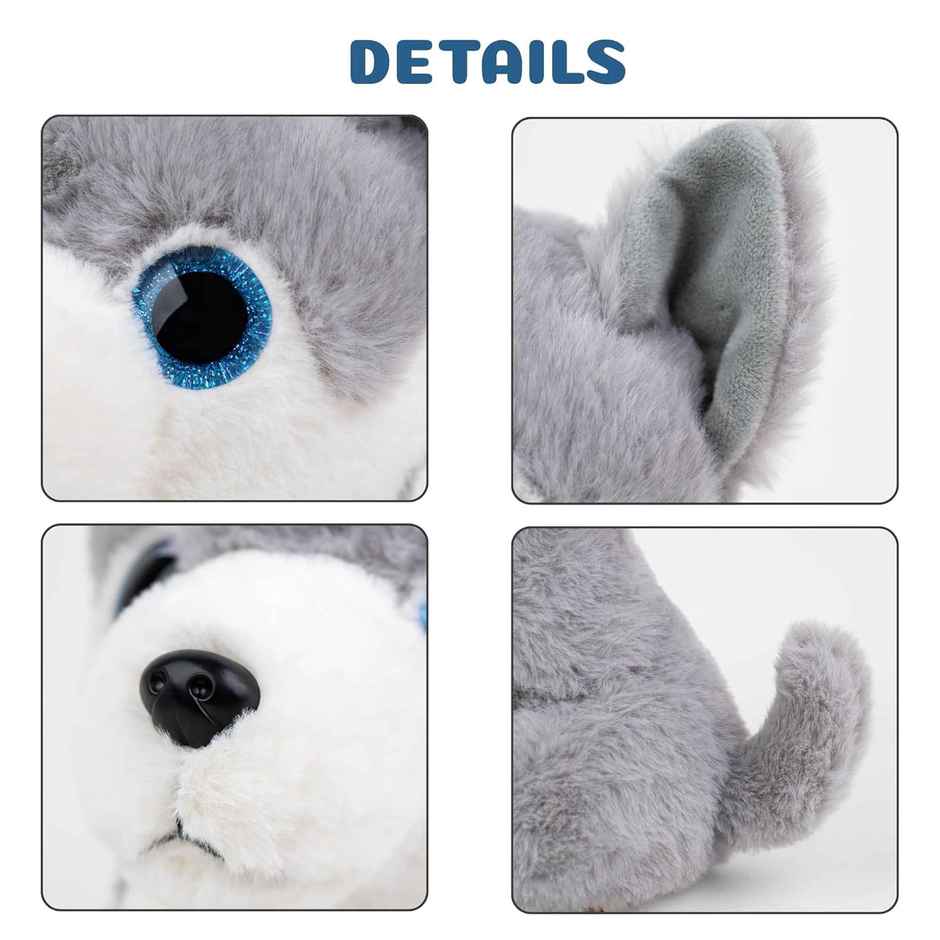 Mirada Glitter Eye Grey Husky Dog Soft Toy - 25cm