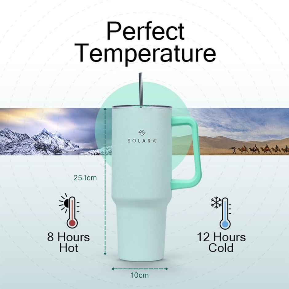 Solara 1.2 Liter Insulated Elixir Tumbler With Lid And Straw For Travel, Office, Home | Lemon Drop