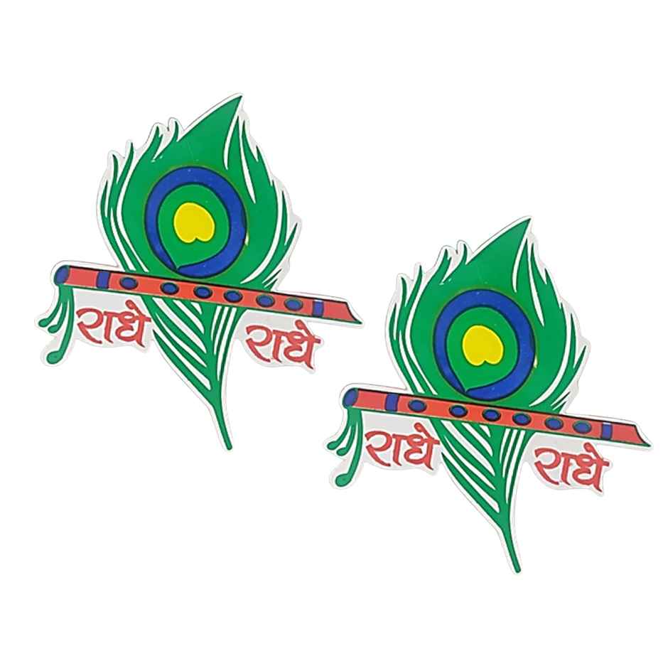 Divine Vibes Radhe Radhe Bansuri Car Sticker | Pack of 2