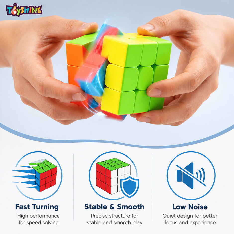 Toyshine High Stability Stickerless - 3X3X3 Speed Cube, Multi Color, Kids and Professionals