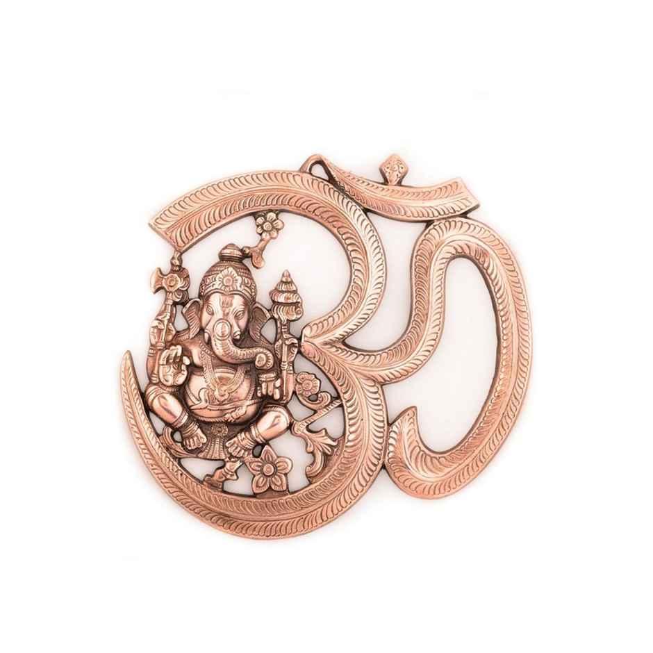 eCraftIndia Metal wall hanging of Lord Ganesha with Om
