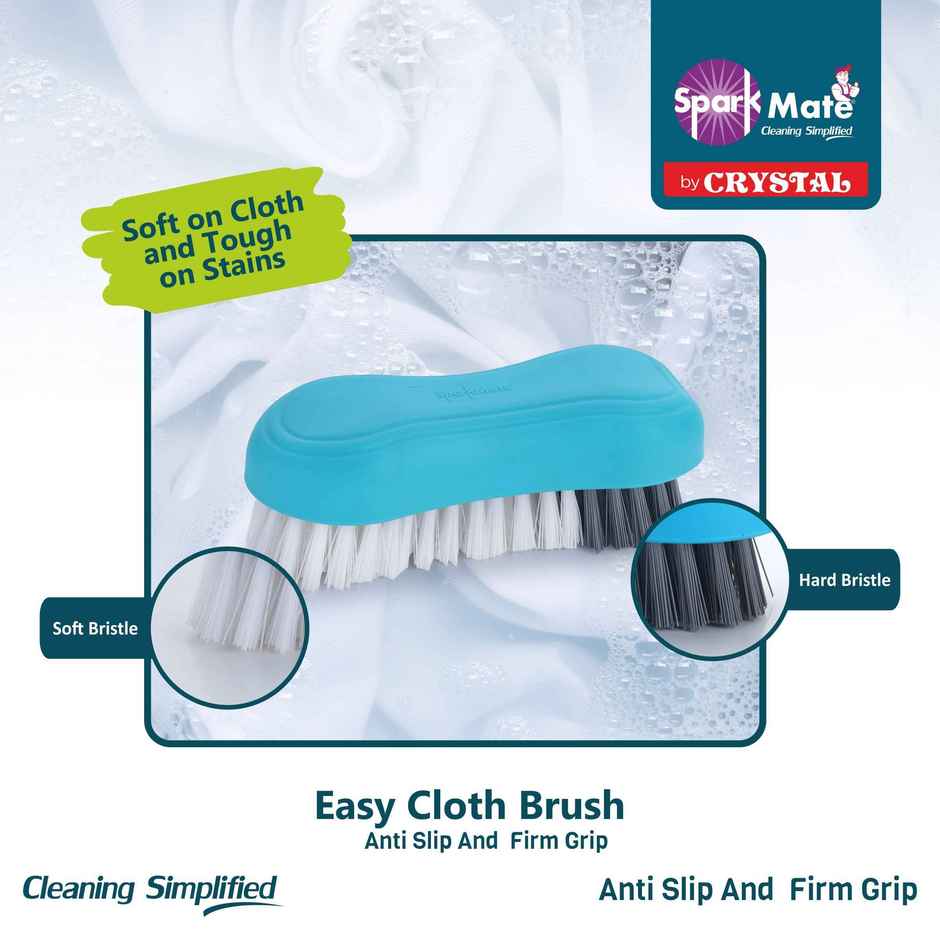 Sparkmate By Crystal Premium Cloth Brush With Soft & Hard Bristles Assorted Plastic