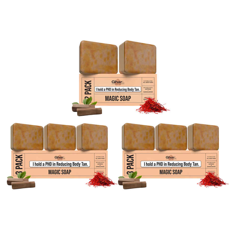 Ghar Soaps Sandalwood & Saffron Magic Brightening Soap Combo