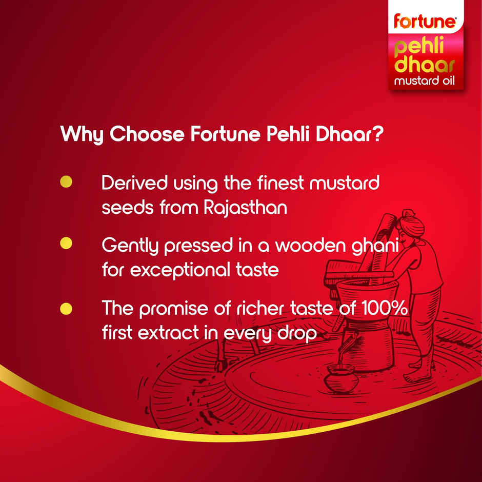 Fortune Pehli Dhaar Kachi Ghani Wood pressed Mustard Oil Pet Bottle