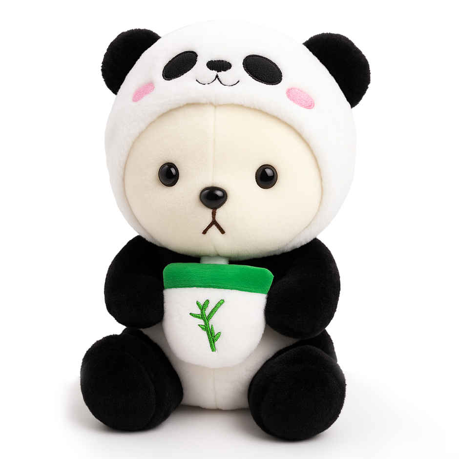 Spanker Teddy Soft Toy in Panda Outfit Cute Plush Bear for Kids - 29 cm