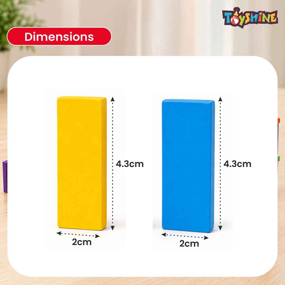 Toyshine 120 pcs 12 Color Wooden Dominos Blocks Set For Kids Educational Game