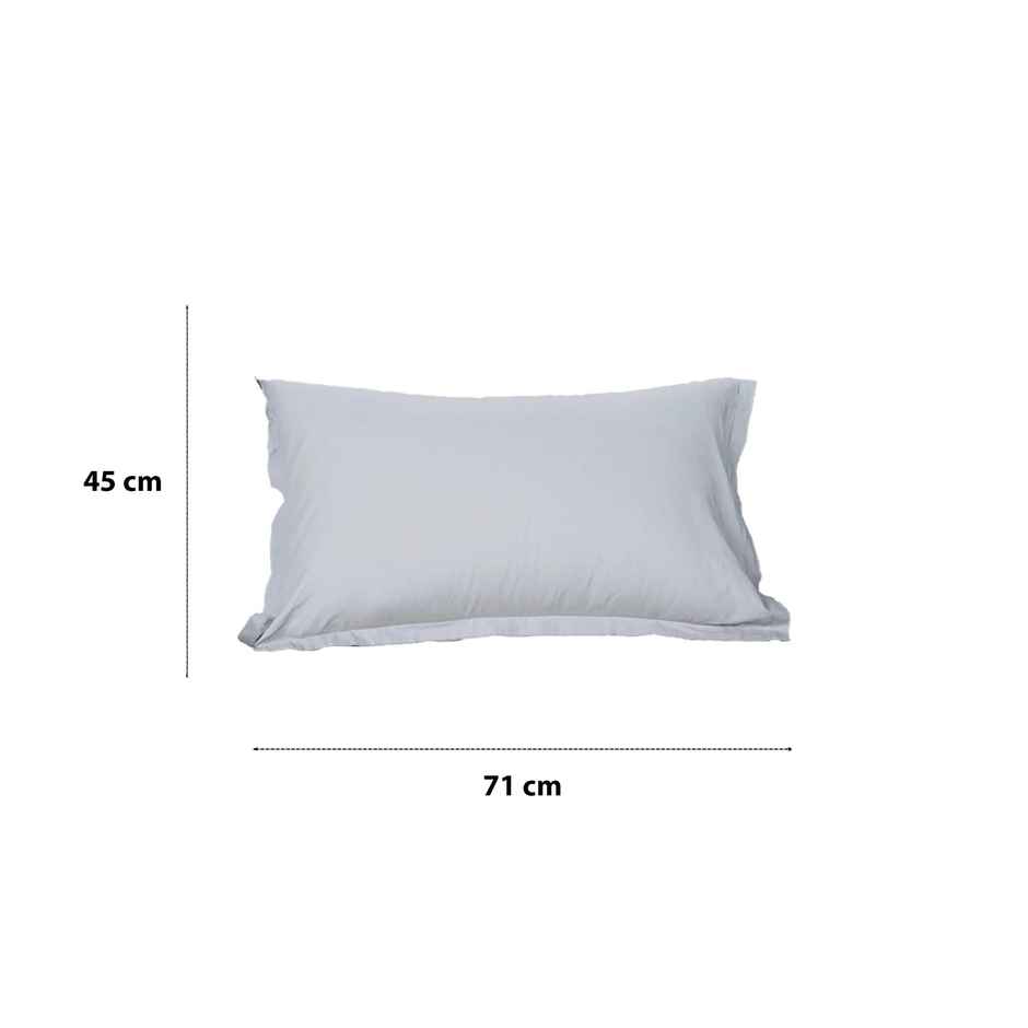 Sleepycat Cotton Pillow Cover With Envelope Closure - Grey | Standard Size, 28 X 18 Inches (Pack Of 2)