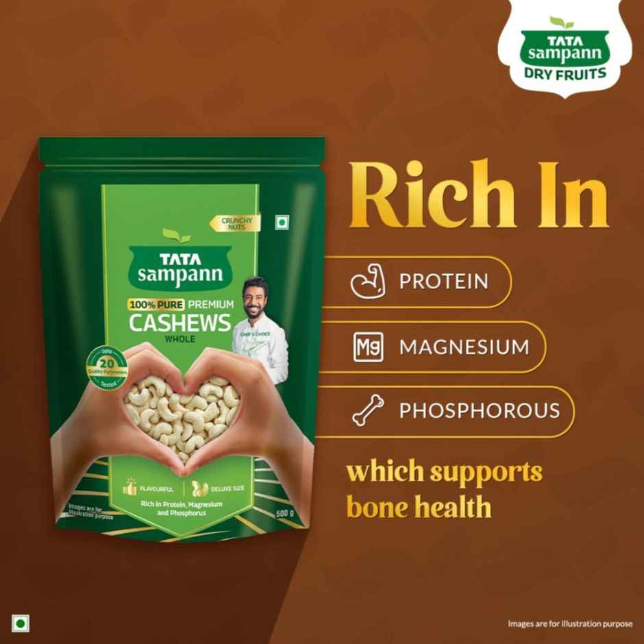Tata Sampann Totally Pure Premium Cashews/Kaju | Whole