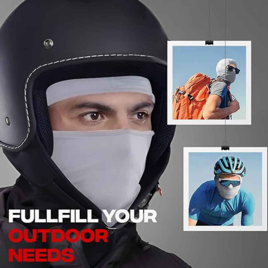 Autofy Cool-Max Balaclava Full Face Mask Helmet Liner | Grey - 240 Gsm Quick Dry Fabric
