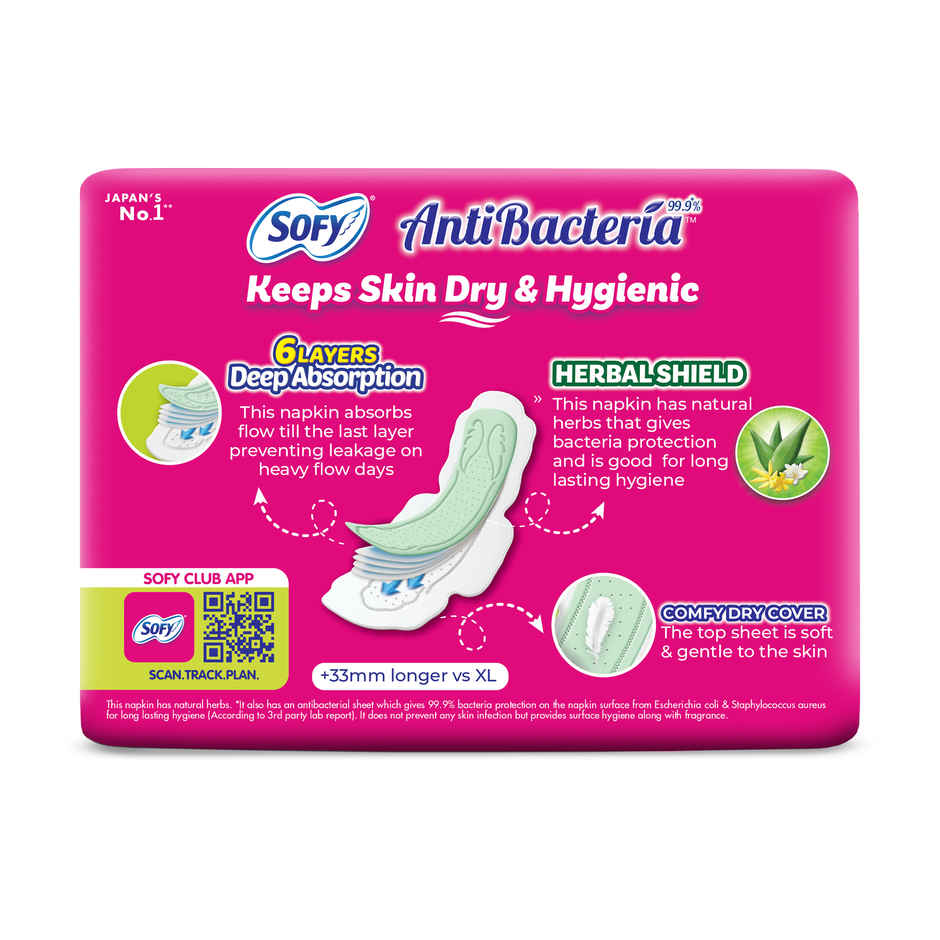 Sofy AntiBacteria XXL Sanitary Pads |6 Layer Deep Absorption