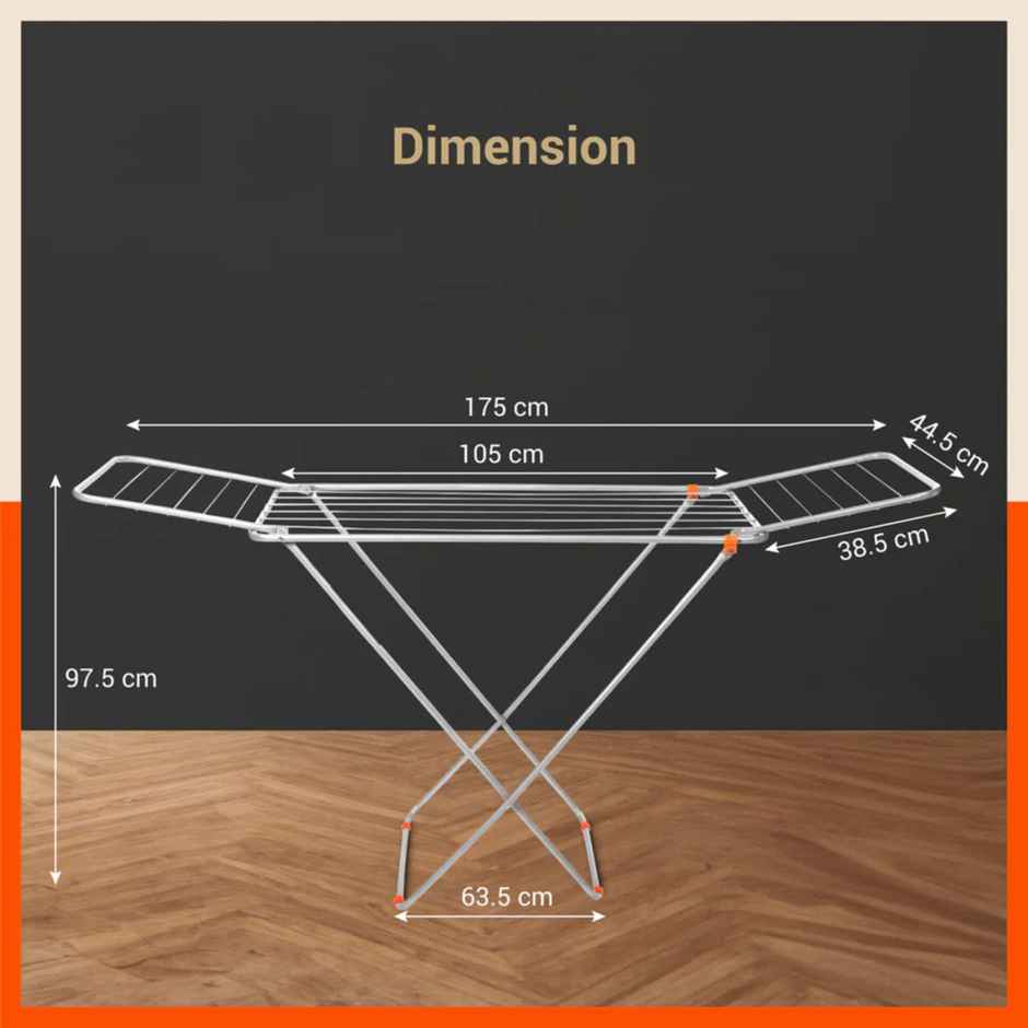 Bathla Foldable Clothes Drying Stand - AERO | Steel | Heavy Duty, Lightweight