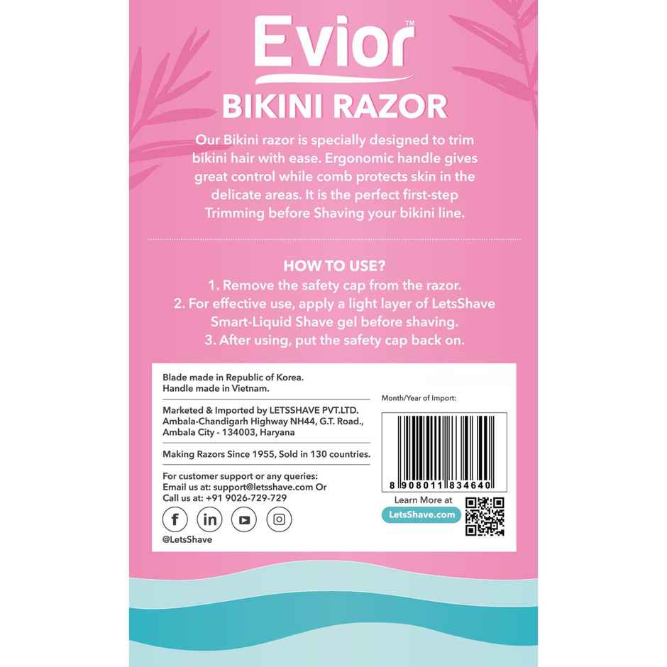 LetsShave Evior Bikini Razor for Sensitive Area | Safe, Clean & Irritation-Free Shave