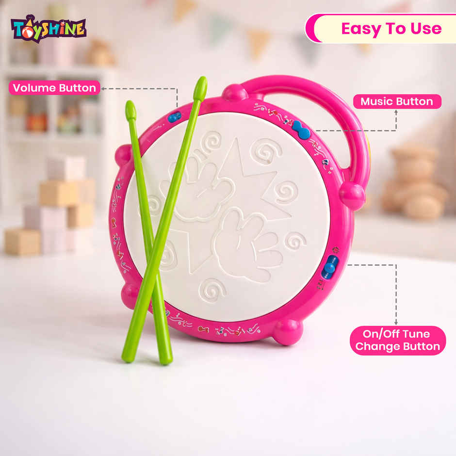 Toyshine Flash Drum With 3D Lights For (2-4) Year Kids Boy Girl