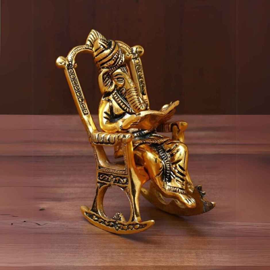 Diya Ganesh Ji with Tree Shape Mukut in Gold Polish | Devnidhi