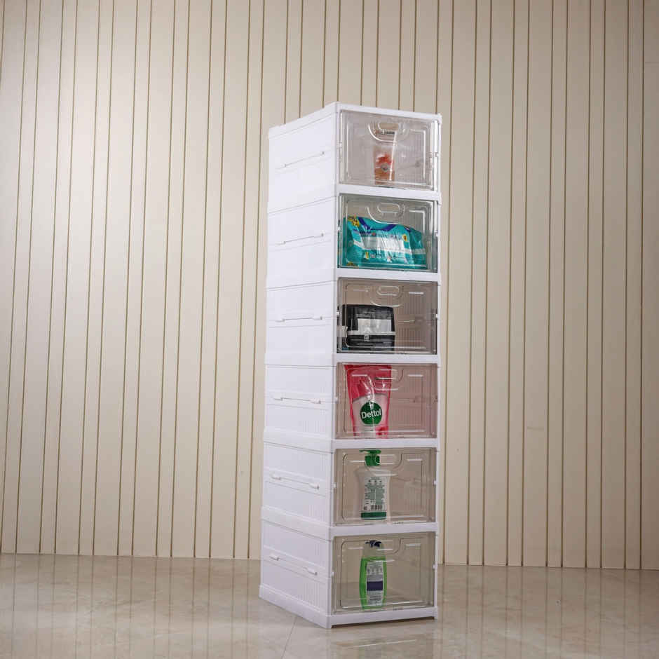 Ambition Foldable Kitchen Organizer Storage Box - Collapsible Kitchen Rack | Clear-door Step-4 - Assorted