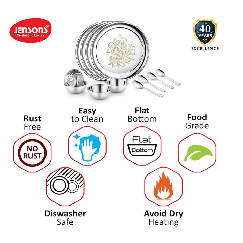 Jensons Stainless Steel 16 Piece Dinner Set | Family Dining Combo