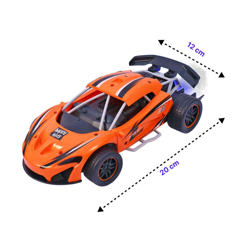 Toyshine Rechargeable Hero Smoke Mist Spray Racing Car with LED Lights & Sound for Kids, Orange