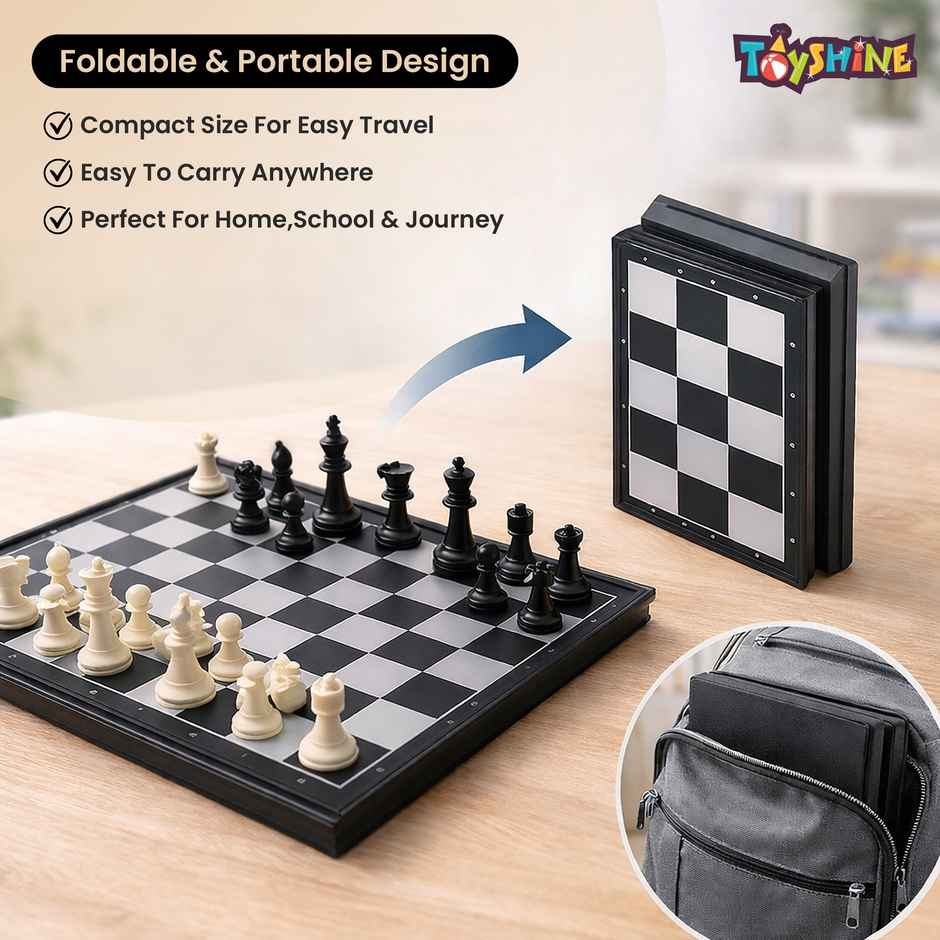 Toyshine Magnus Magnetic Chess Set With Folding Chess Board And Pieces Educational Toys