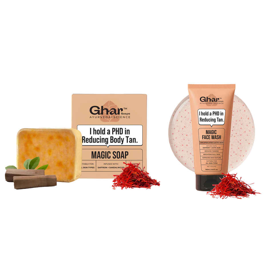 Ghar Soaps Sandalwood & Saffron Magic Brightening Soap & Facewash Combo