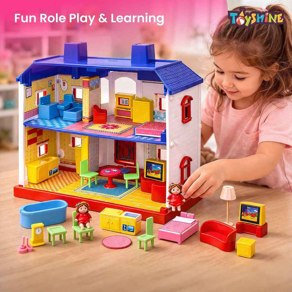 Toyshine Marry'S Home Sweet Dream Diy Doll House With 2 Compartment And Furniture Accessories